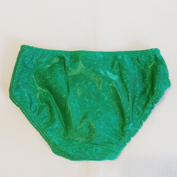 Fin Fun Mermaid Kids Bikini Bottom Holographic Green Size Medium - Picture 1 of 9